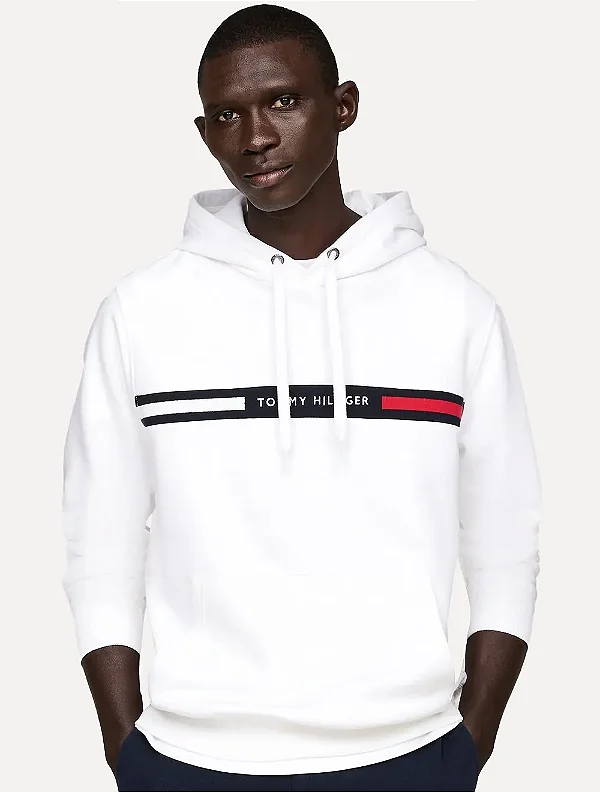 Moletom TOMMY HILFIGER CHEST INSERT HOODY BRANCO