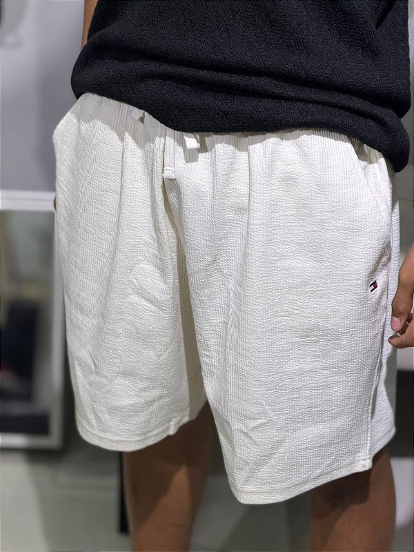 Bermuda moletom Tommy Hilfiger off white