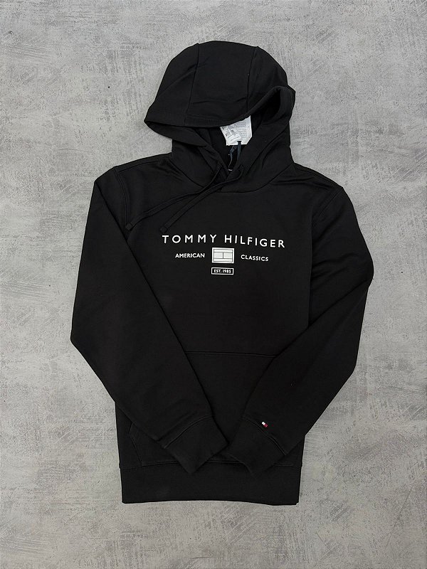 Moletom tommy hilfiger BRAND LOVE MONO STACK HOODY PRETO