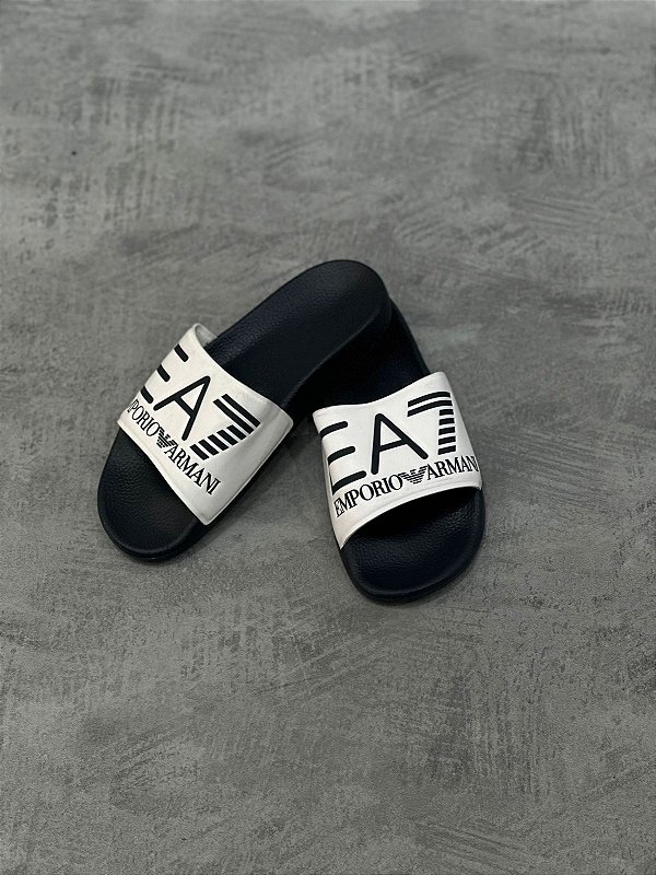 CHINELO SLIDE EMPÔRIO ARMANI EA7- AZUL MARINHO/ BRANCO