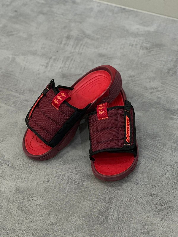 SLIDE LACOSTE VELCRO- VERMELHO COM VINHO