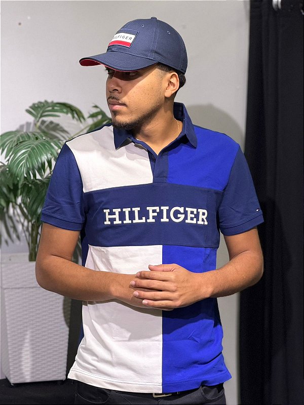 POLO TOMMY HILFIGER COLORBLOCK TRICOLOR AZUL