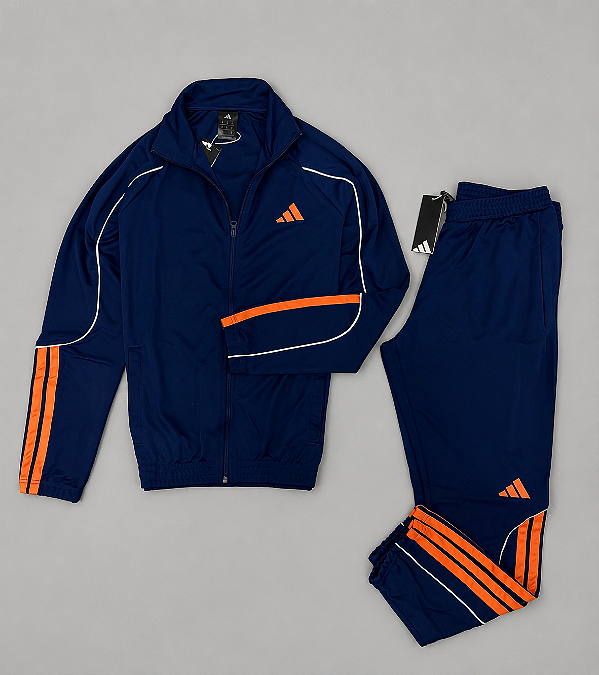 Conjunto adidas m 3s - azul marinho + laranja