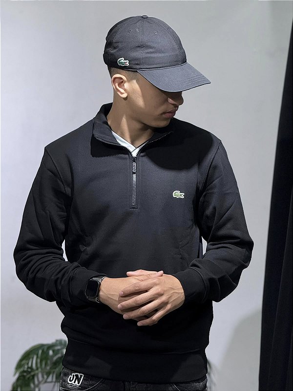 JAQUETA MEIO ZÍPER LACOSTE CLASSIC- PRETA