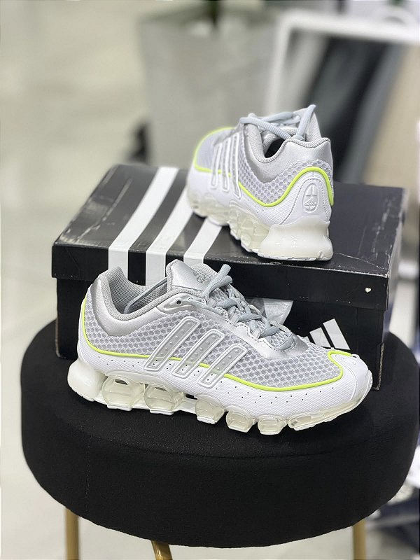 TENIS ADIDAS MEGARIDE-BRANCO E CINZA LISTRA VERDE JR0908
