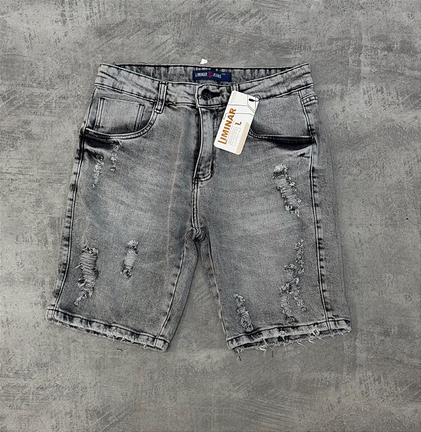BERMUDA JEANS LIMINAR BOTÃO PRETO-0804