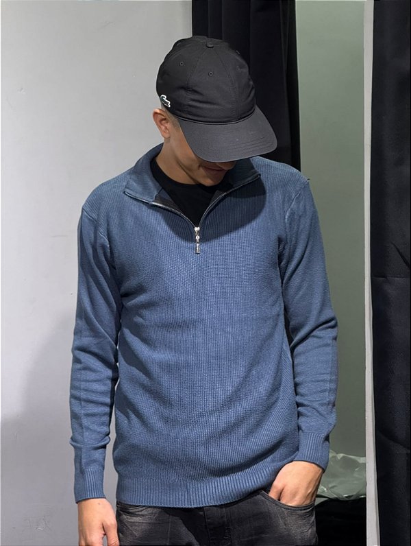 Sueter Meio ziper - Azul ciano - 5395