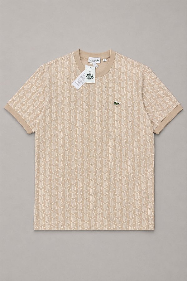 camiseta  lacoste  monograna bege