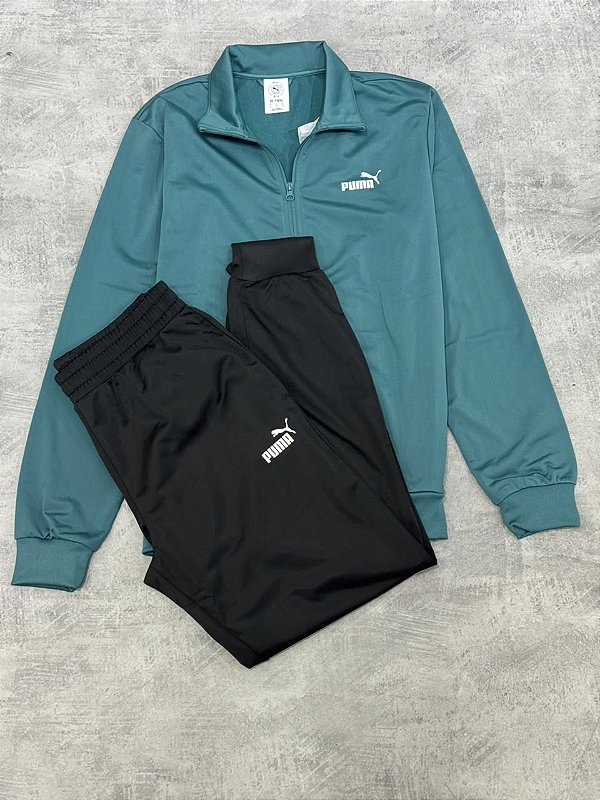 Conjunto puma tracksuit verde + preto 692630-41