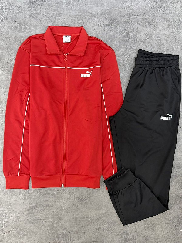 CONJUNTO PUMA TACKSUIT - VERMELHO + PRETO