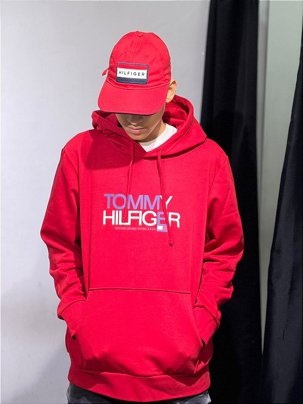MOLETOM TOMMY HILFIGER BRAND LOVE STRIPE SWEATSHIRT VERMELHO-THMW0MW42468-XLD