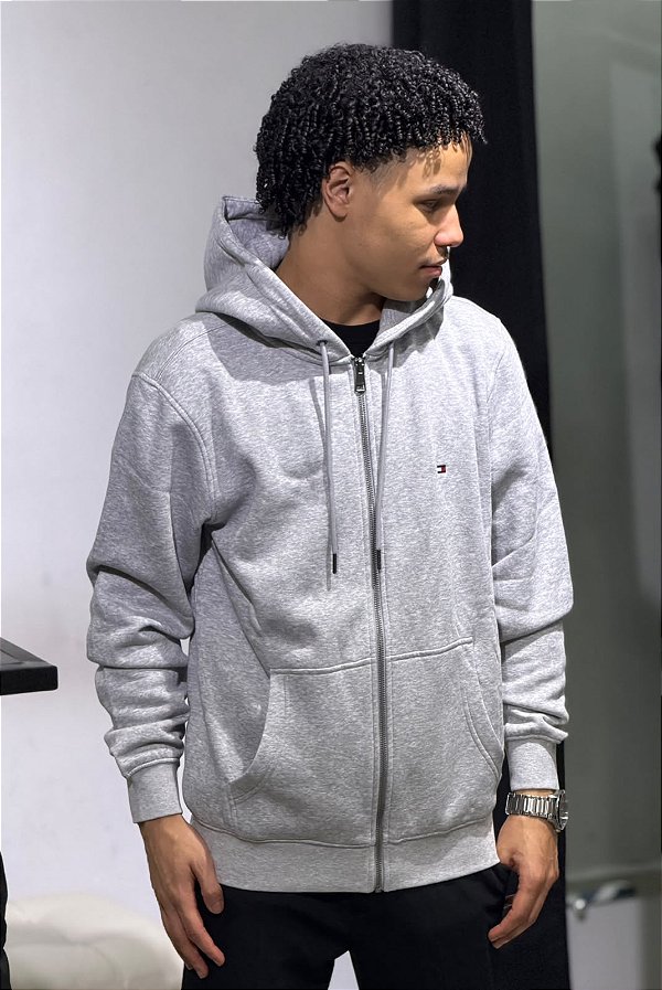 Moletom tommy hilfiger ziper-Cinza