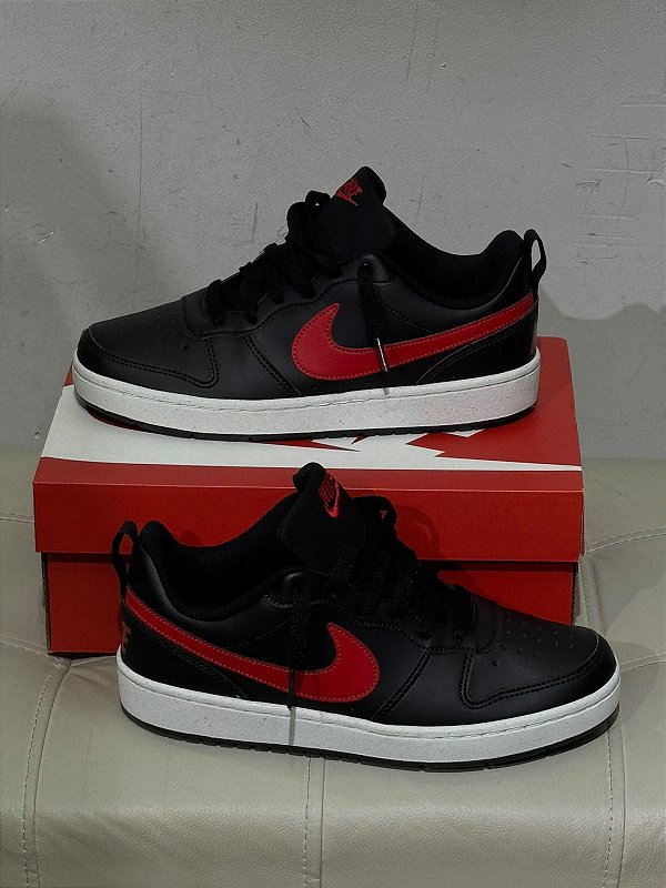 tenis nike court borough low - Preto+Vermelho