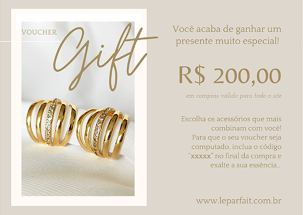Gift Voucher/Cartão de Presente - 200,00 reais