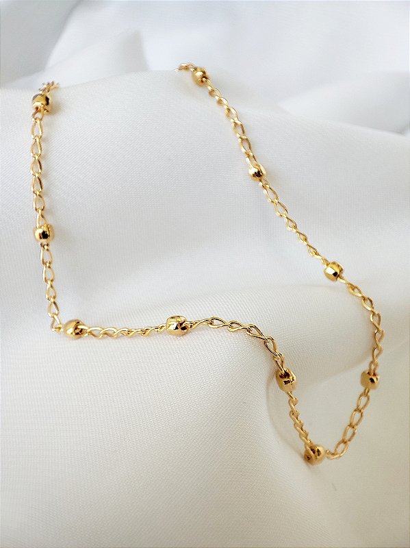 Colar corrente em elos com bolinhas - Nice