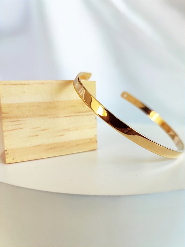Bracelete chapa lisa com design minimalista -  Paula