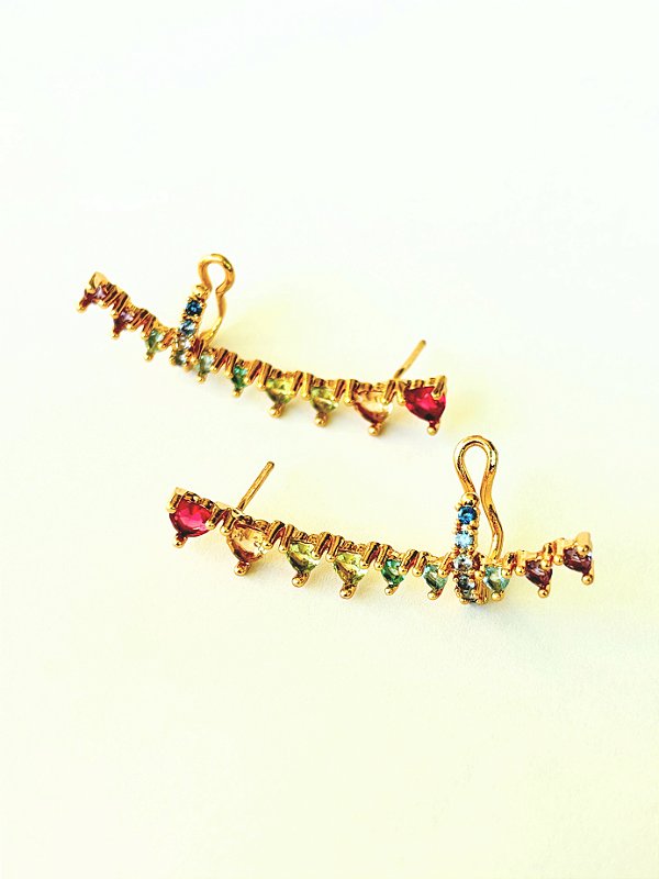 Brinco Earcuff com Zircônias Coloridas - Luma