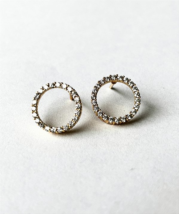 Brinco circulo microcravejado - Paola