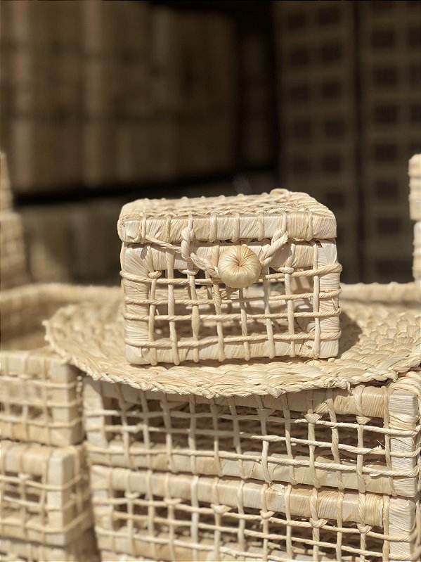 Min caixa quadrada palha