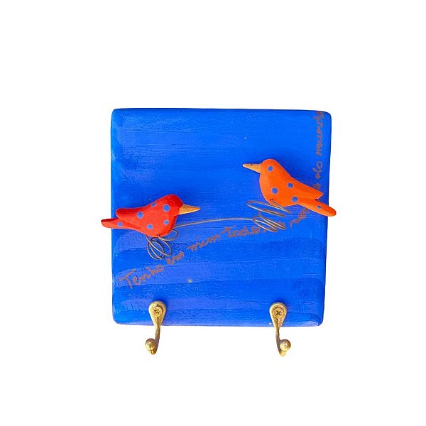 Porta Chaves Mini Passarinho Azul bic
