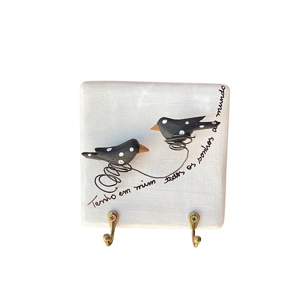 Porta Chaves Mini Passarinho OFF WHITE