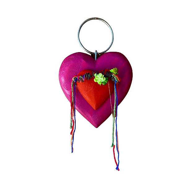 Pendente Coração Duplo Amor Beterraba (16x16)