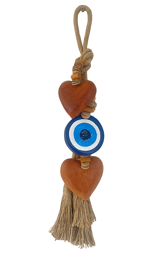 Colar de Mesa e Parede Penca Coração com Olho Grego P (50cm)