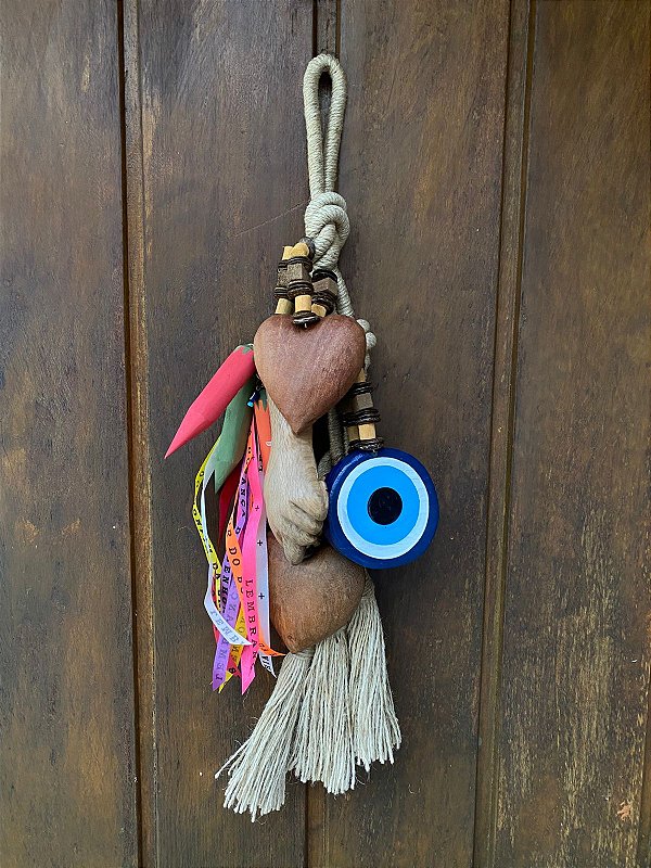 Colar de Mesa ou Parede Coração Figa Olho Grego P (60cm)