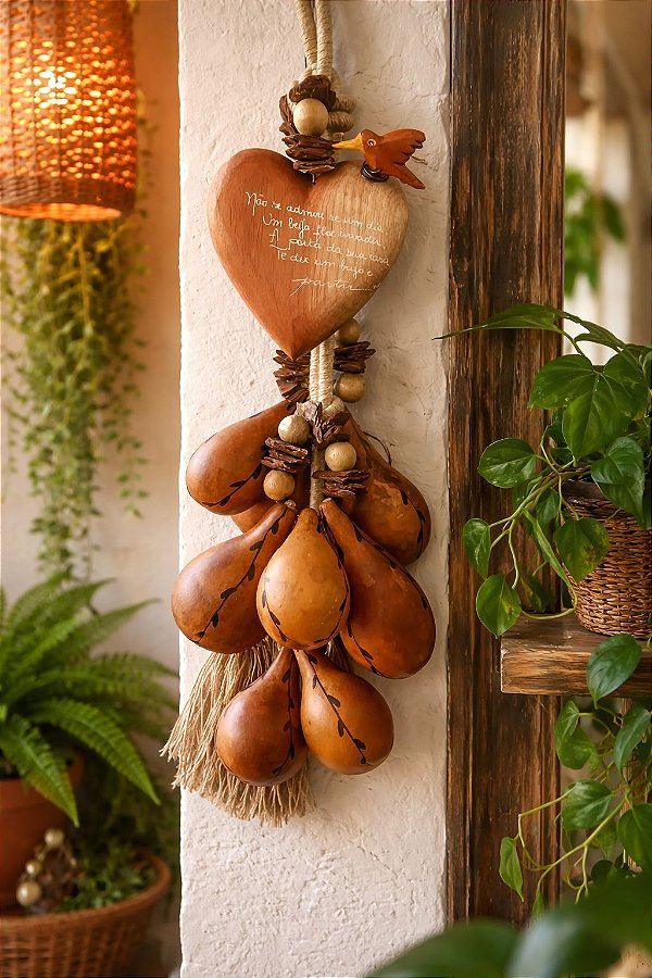 Colar de Parede Penca Beija flor e Cabaças (80cm )