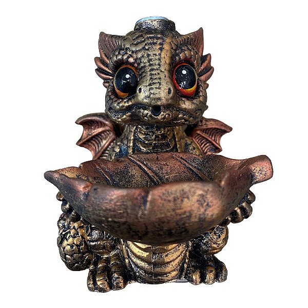 Incensário Cascata Baby Dragão Dourado