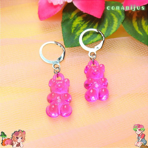 BRINCO MINI ARGOLA GUMMY BEAR (PAR)