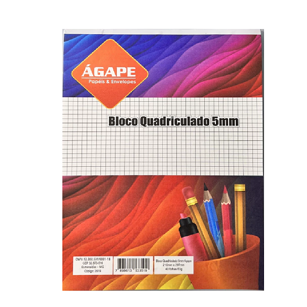BLOCO ESCOLAR QUADRICULADO A4 C/40FLS AGAPE