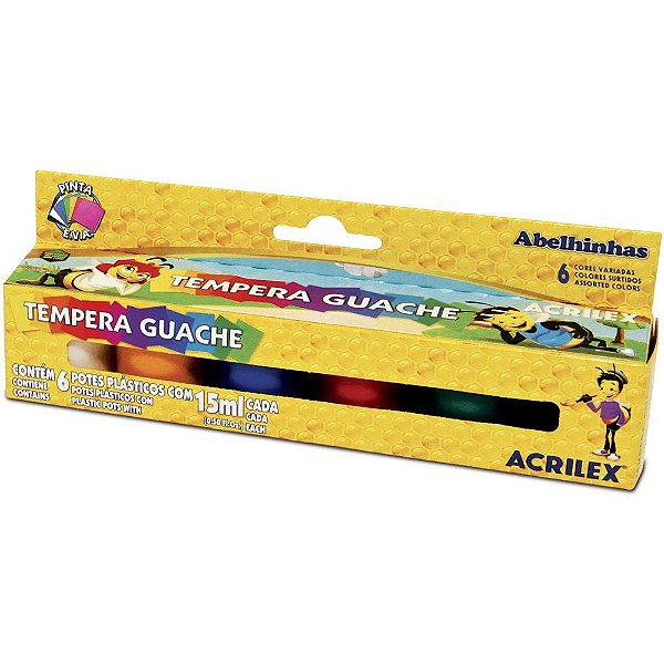 TINTA GUACHE 15ML C/6 CORES ACRILEX