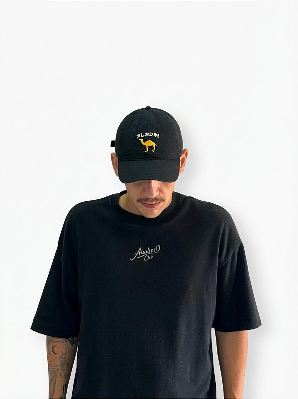 Boné Dad Hat Preto Bordado Camelo