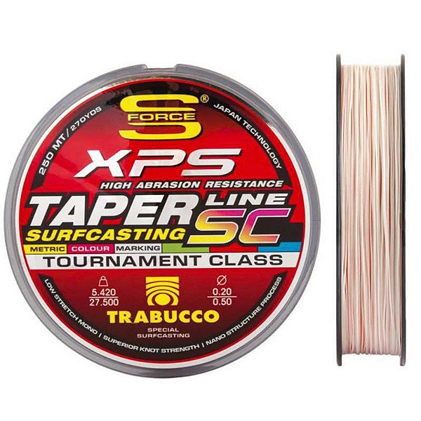 LINHA CÔNICA TRABUCCO XPS TAPER LINE SURFCASTING 0,18mm ~ 0,57mm