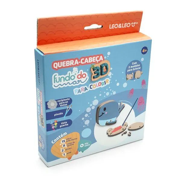 QUEBRA-CABECA 3D PARA COLORIR FUNDO DO MAR LEOELEO