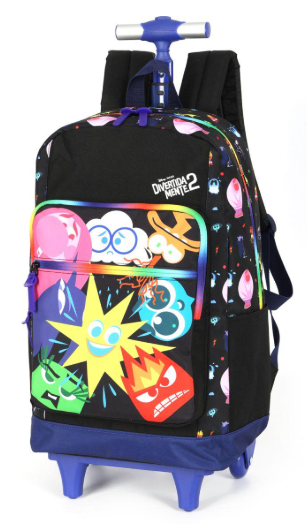 MOCHILA DE RODINHA DIVERTIDAMENTE PRETA  LUXCEL