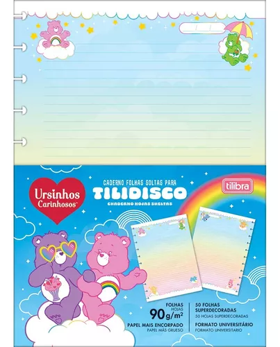 CADERNO FOLHAS SOLTAS UNIVERSITARIO TILIDISCO DECORADO URSINHOS CARINHOSOS