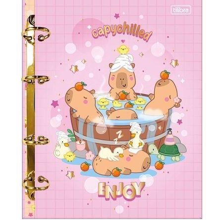 CADERNO ARGOLADO CARTONADO COLEGIAL CAPYCLUB - TILIBRA