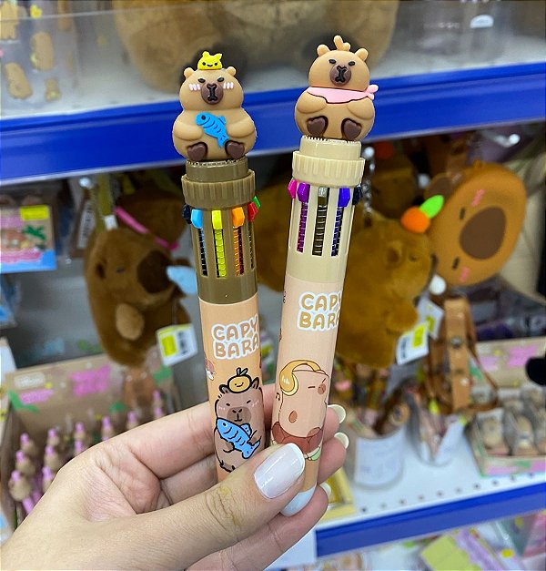 CANETA 10 CORES CAPIVARA
