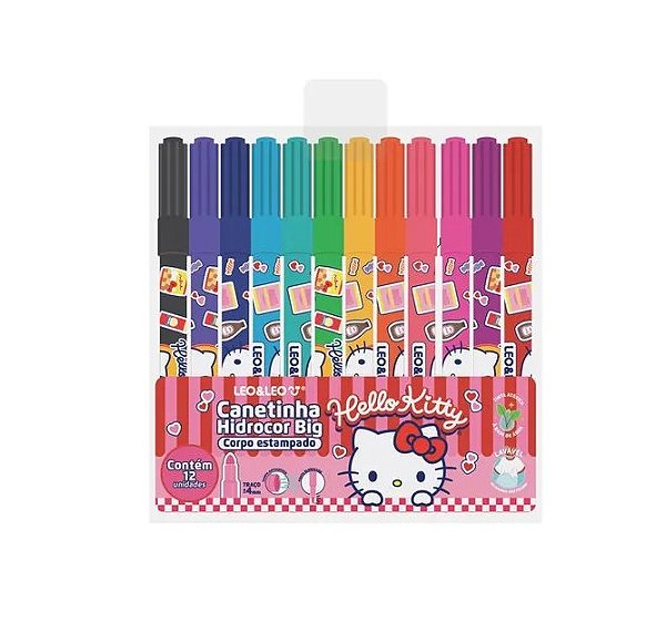 HIDROCOR BIG HELLO KITTY 12 CORES - LEONORA