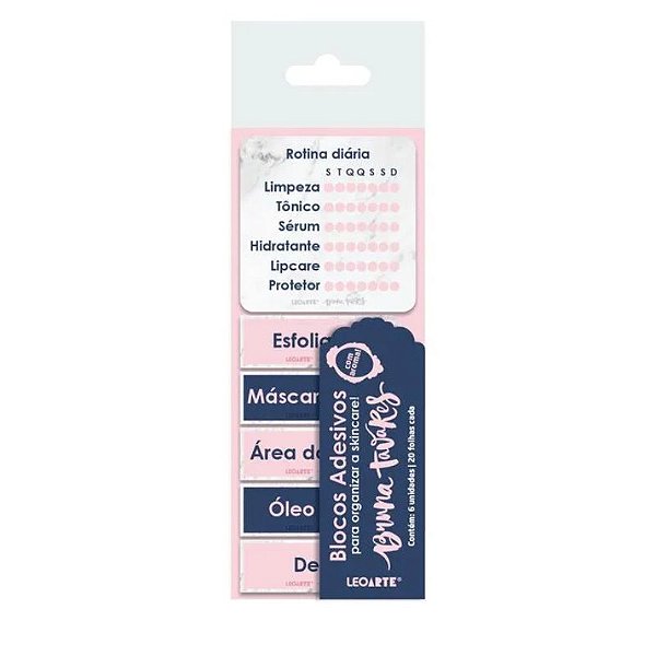 BLOCO ADESIVO BRUNA TAVARES ROTINA DE SKINCARE C/ AROMA 20 FLS KIT C/6 - LEONORA