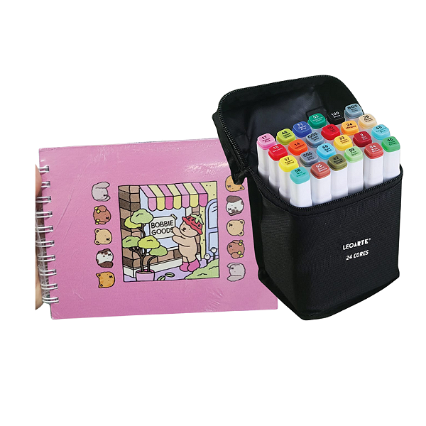 KIT LIVRO DE COLORIR E CANETA TOUCH 24 CORES