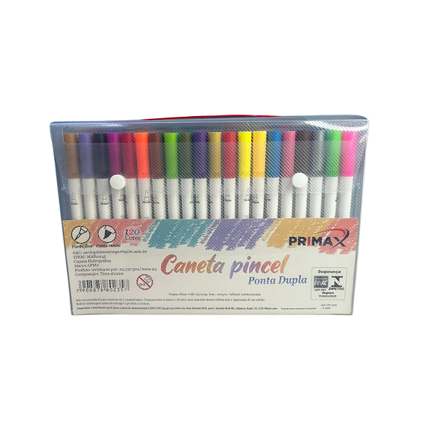 CANETA PINCEL PONTA DUPLA 120 CORES PRIMAX