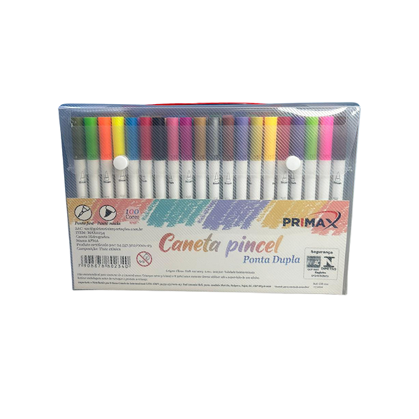 CANETA PINCEL PONTA DUPLA 80 CORES PRIMAX