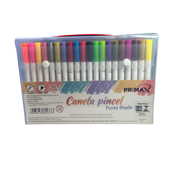 CANETA PINCEL PONTA DUPLA 100 CORES PRIMAX