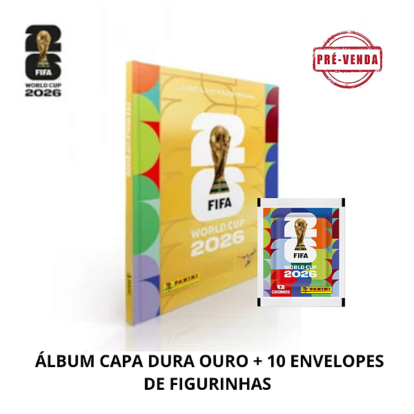 KIT 3 - ALBUM COPA DO MUNDO CAPA DURA OURO + 10 ENVELOPES