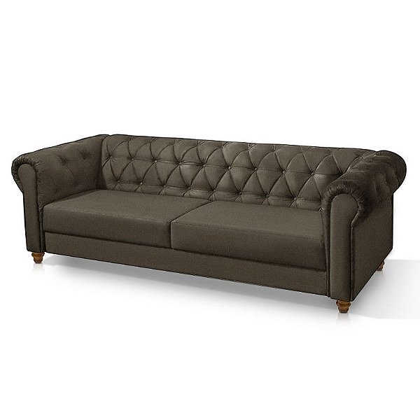 Sofá 1,80m Chesterfield Capitonê Living Sued Viena Marrom