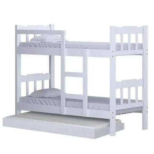 Beliche de Madeira Maciça Reforçada Com Auxiliar Perola Branco