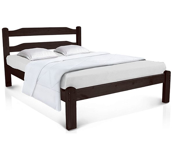 Cama de Casal Bonafé de Madeira Maciça Reforçada Tabaco